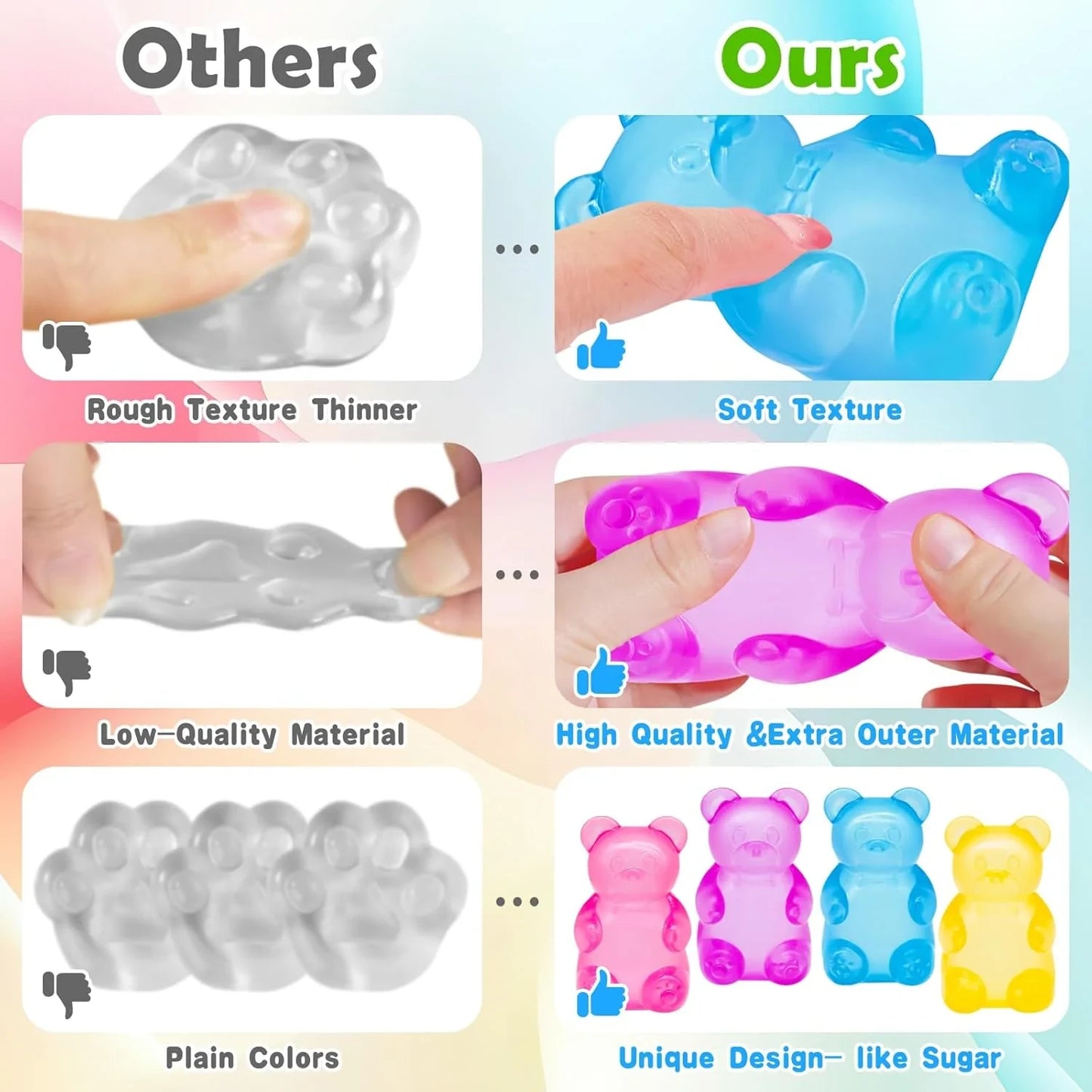 Fidget Toys Gummy Bear , Stress Cube Squishies Anxiety Stress Relief, Ice Squishy Stress Cube-Drop Malt Sugar Balls, Sensory Ball for Kids with Autism (Purple, 1)