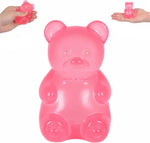 Bear Squishy Toy for Kids Ages 3+ & Adults, Slow Rising Gummy Bear Squeeze Toy, Soft High-Density Foam Sensory Bear for Desk, Classroom, Home & Office(Pink)