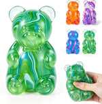 1Pc Gummy Bear Squishyies Fidget,Color Maltose Filled Squeeze Toys Slow Rising Squishy Stress Balls Adults Kids Party Favors,Classroom Prizes(Green)