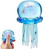 Jellyfish-Shaped Squeeze Toy, Slow-Rebound Stress-Relieving Ball, Soft and Elastic Sensory Stress-Relieving Toy. Squeezing Toys can Effectively Relieve Anxiety and Stress ((Blue))