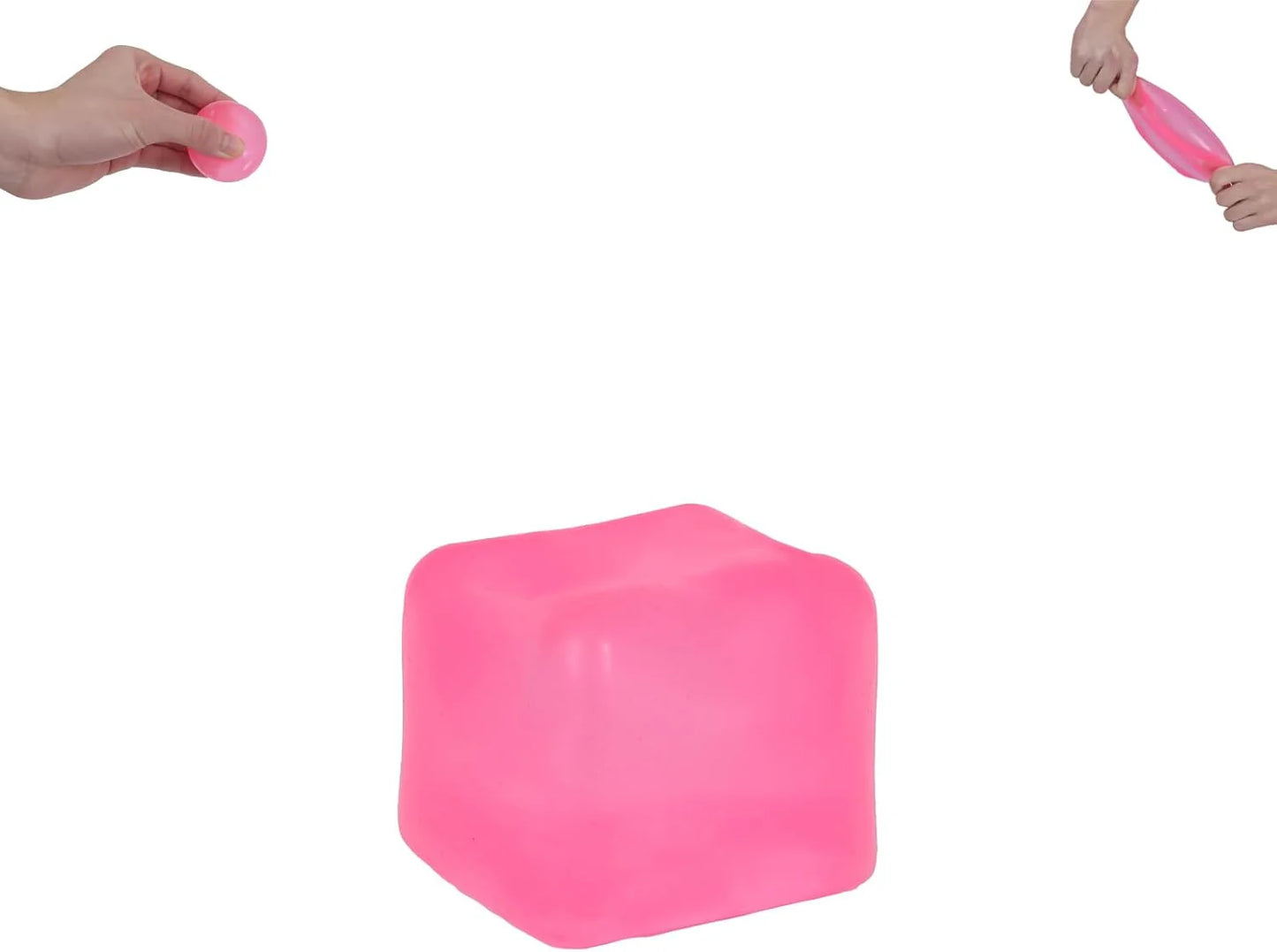 Ice Cube Squishy Toy 3.5cm (1.38") – Gel-Filled Slow Rising Squeeze Cube for Kids Ages 3+ & Adults, Mini Sensory Desk Toy for Classroom Rewards, Party Favors & Everyday Play (Pink) - US 1133