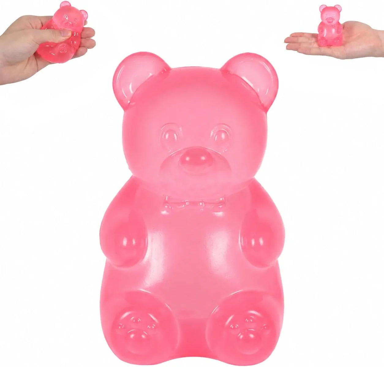 Bear Squishy Toy for Kids Ages 3+ & Adults, Slow Rising Gummy Bear Squeeze Toy, Soft High-Density Foam Sensory Bear for Desk, Classroom, Home & Office(Pink) - US 7413