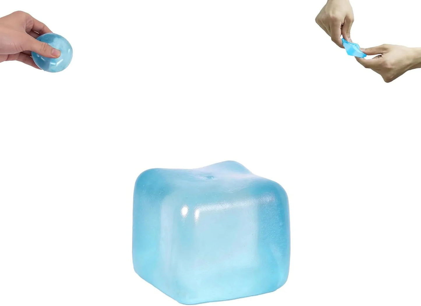Ice Cube Squishy Toy 3.5cm (1.38") – Gel-Filled Slow Rising Squeeze Cube for Kids Ages 3+ & Adults, Mini Sensory Desk Toy for Classroom Rewards, Party Favors & Everyday Play (blue) - US 3570