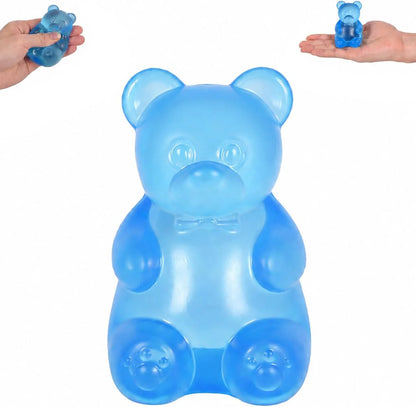 Bear Squishy Toy for Kids Ages 3+ & Adults, Slow Rising Gummy Bear Squeeze Toy, Soft High-Density Foam Sensory Bear for Desk, Classroom, Home & Office(Blue) - US 8004