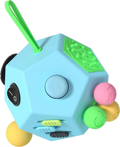 Fidget Dodecagon-12 Sided Fidget Toy Stress Relief Cube for Children and Adults, Silent Compact Classroom Gifts Stocking Stuffers for Teen Boys, Kids(B3 Blue Sky) - US 7111