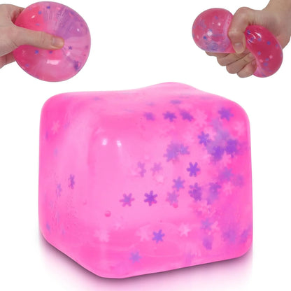 Snowflake Ice Cube Squishy Toy, Big Size 7cm Stress Relief Fidget Toys for Adults, Sensory Squishy Toys for Anxiety Relief and Focus, Soft Slow Rise Squeeze Toy for Stress (Pink) - US 1605