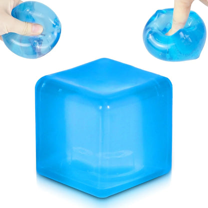 Ice Cube Squishy Stress Ball,1.98"*1.98" Medium Squishy Cube Fidget Toy, Ice Cube Pieces Silent Nice Square Shape Anxiety Sensory Squishy Fidget Toy Slow Rise, Classroom Prizes, Calming(Blue) - US 7333