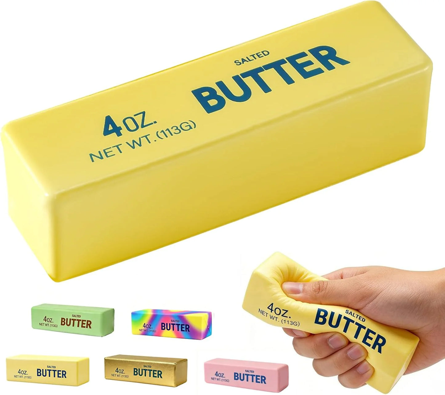 Butter Squishy, Soft Scented Fidget Squishy, Butter Squishy Toy, Cream Scented Butter Squeeze Toy，Slow Rising Butter Stick Stress Relief Toy for Relaxation,Office Desk Decor (Yellow) - US 8294