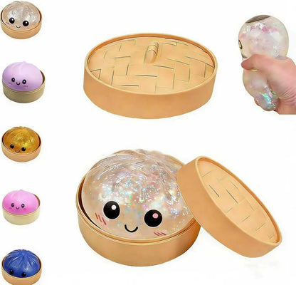 Dumpling Squishies,Glitter Dumpling, Glitter Squishy with Box,Easter Basket Stuffers (White) - US 6275