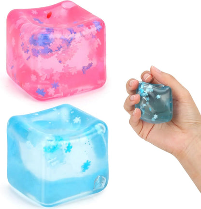Gretex Fidget Toy for All Ages: 2 Pack Soft Sensory Fidget Ice Cube Stress Ball Squishy Cube Stress Relief Toys for Kids, Teens and Adults Party Favors, Birthday Gift for Kids Age 3+ - US 2372
