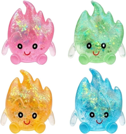 TREBIN Squid Water Drop Squishy Stress Ball, Slow Rising Malt Sugar Fidget Toy, High Resilience Sensory Toy for ADHD Autism, Sparkly Jellyfish Design Droplet Squeeze Toy for Focus (Random Flame Shape) - US 7330