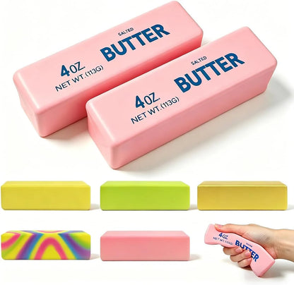 2 Pack Butter Squishy Toys Slow Rising Soft Squeeze Toy Stress Relief Fidget Toys for Kids Party Favors Birthday Gifts Adults Office Desk Toys (Pink) - US 2730