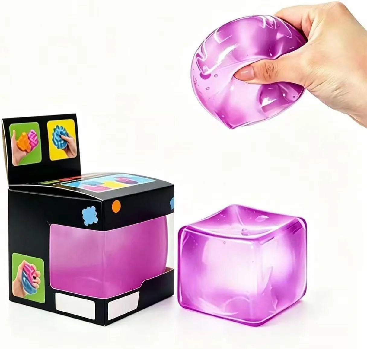 Relief High Density Ice Squeeze Ball, Ice Cube SqueezeToy,Adults Sensory Fidget for Stress Relief,Focus (Purple) - US 8766