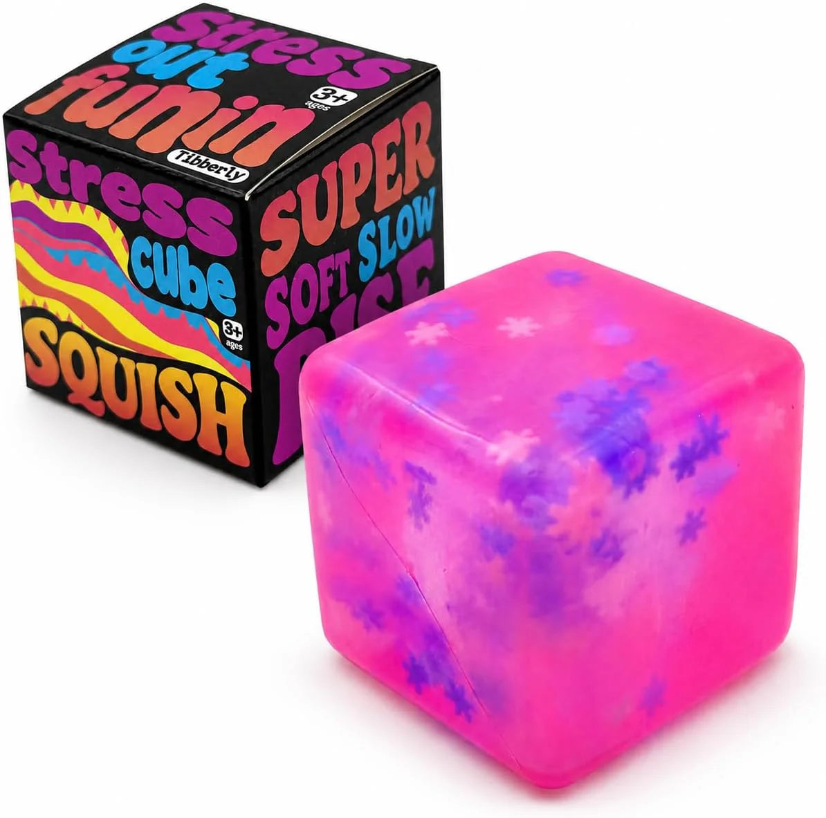 Stress Cube Squishy Toy, 1.97 Inch Slow Rising Fidget Stress Ball with Snowflake Inside, Silent Anxiety Relief Sensory Toy for Adults & Kids, Leakproof Gift-Ready Squeeze Cube - US 3175