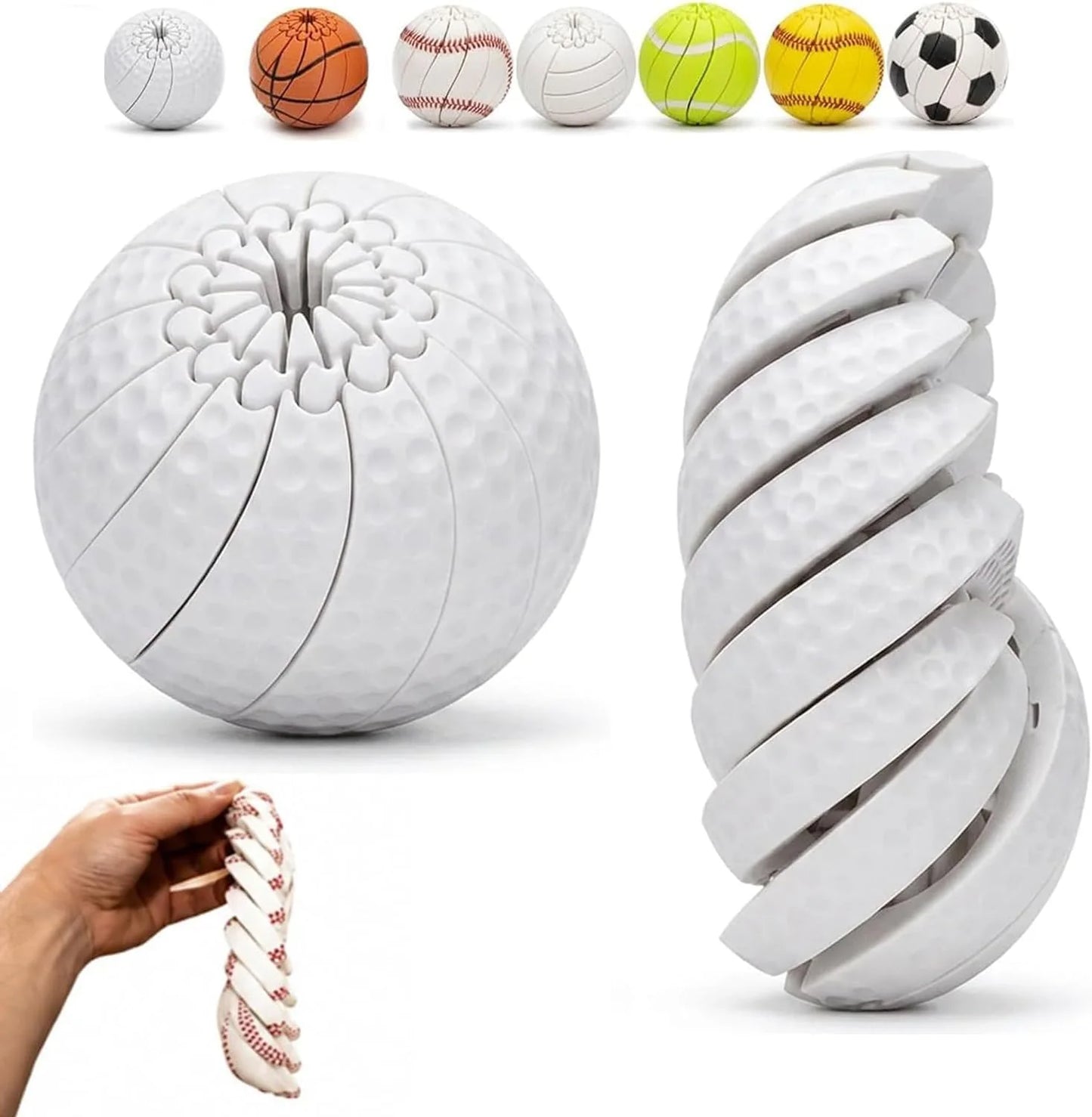 Baseball Fidget Ball Toy,3D Printed Twist and Turn Stress Relief Desk Fidget,Relieve Anxiety Handheld Fidget Sphere,Everyday Tool Focus and Calm for Teens & Adults (Golf) - US 3284