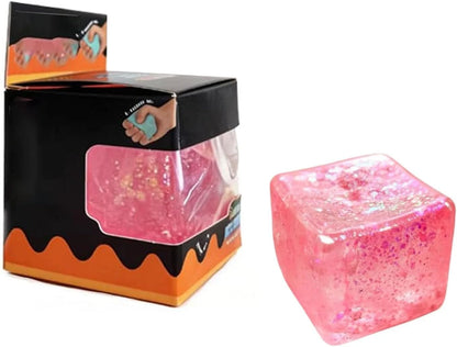 Premium Block Cube Squishy-Squishy Stress Cube,Slow Rise Fidget Cube Squishies Sensory Soft High Density Ice Squeeze Ball Fidget Toy Ice Cube Slow Rise (Pink) - US 3311