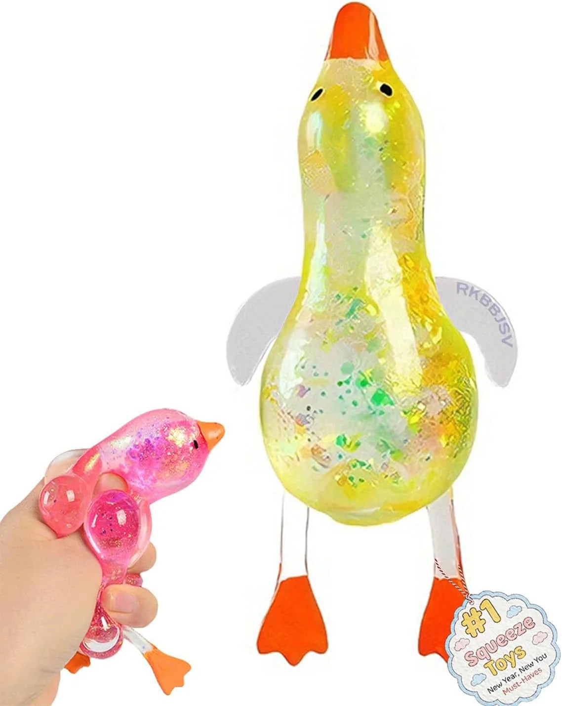Cute Duck Sugar Squishy Stress Ball, Ultra Soft Slow Rise Sensory Fidget Toy, Stretchy Anxiety Relief Squeeze Ball for Adults, Moldable Decompression Dough Stress Balls, Easter Gift(Yellow) - US 1031