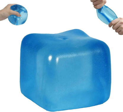 Extra Large Ice Cube Squishy Toy, 7cm (2.75in) Slow Rising Sensory Squeeze Toy for Adults & Kids Ages 3+, Soft TPR Fidget Toy, Durable & Tear-Resistant(Blue) - US 1872