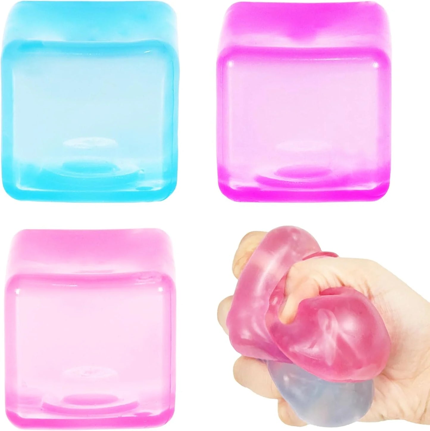 3Pack Ice Cube Stress Ball,Small Cube Fidget Toys,Squishy Cube for Anxiety Relief Stress Reliever,Stress Relief Toys for Adults Kids Children Teens - US 9313