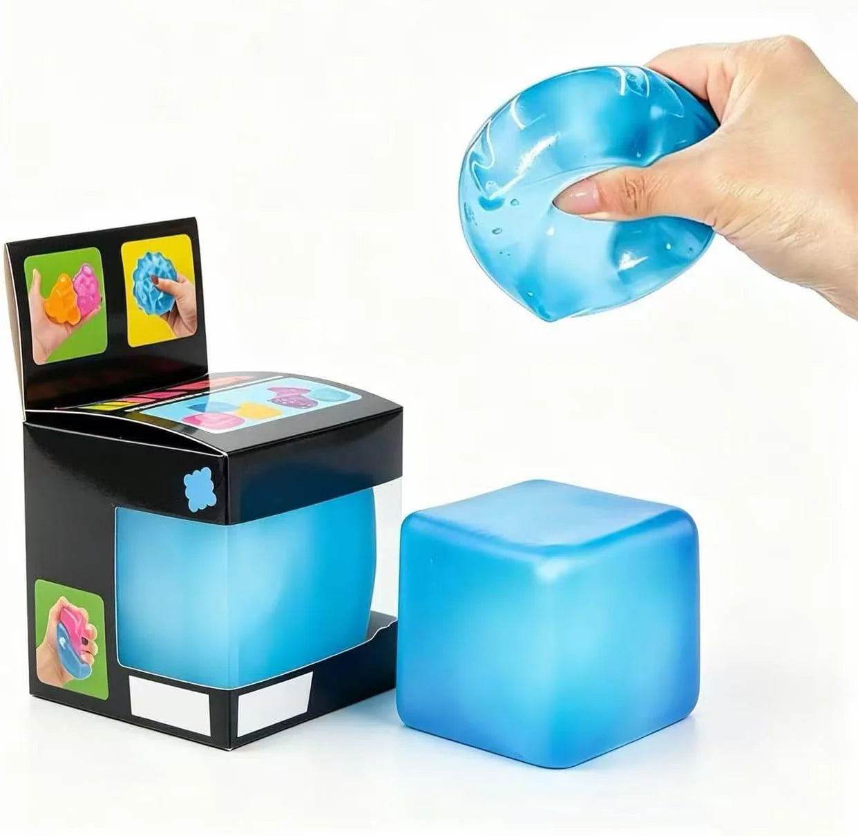 Premium Big Block Cube ,Ice Cube Squishies Toys,Durable, Slow-Rebound fingertip Exquisite Spherical ice Cube with boxGift-Ready (Blue) - US 7569