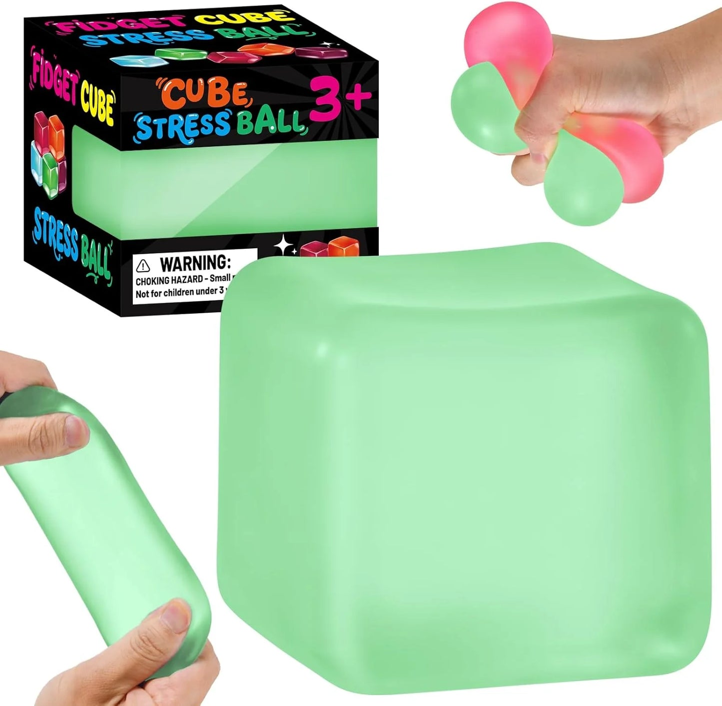 Stress Cube Squishy Fidget Toys, Slow Rising Ice Cube Sensory Stress Balls for Kids Adults Anxiety Relief Squeeze Toy for Classroom Prizes Party Favors (Light Green) - US 9804
