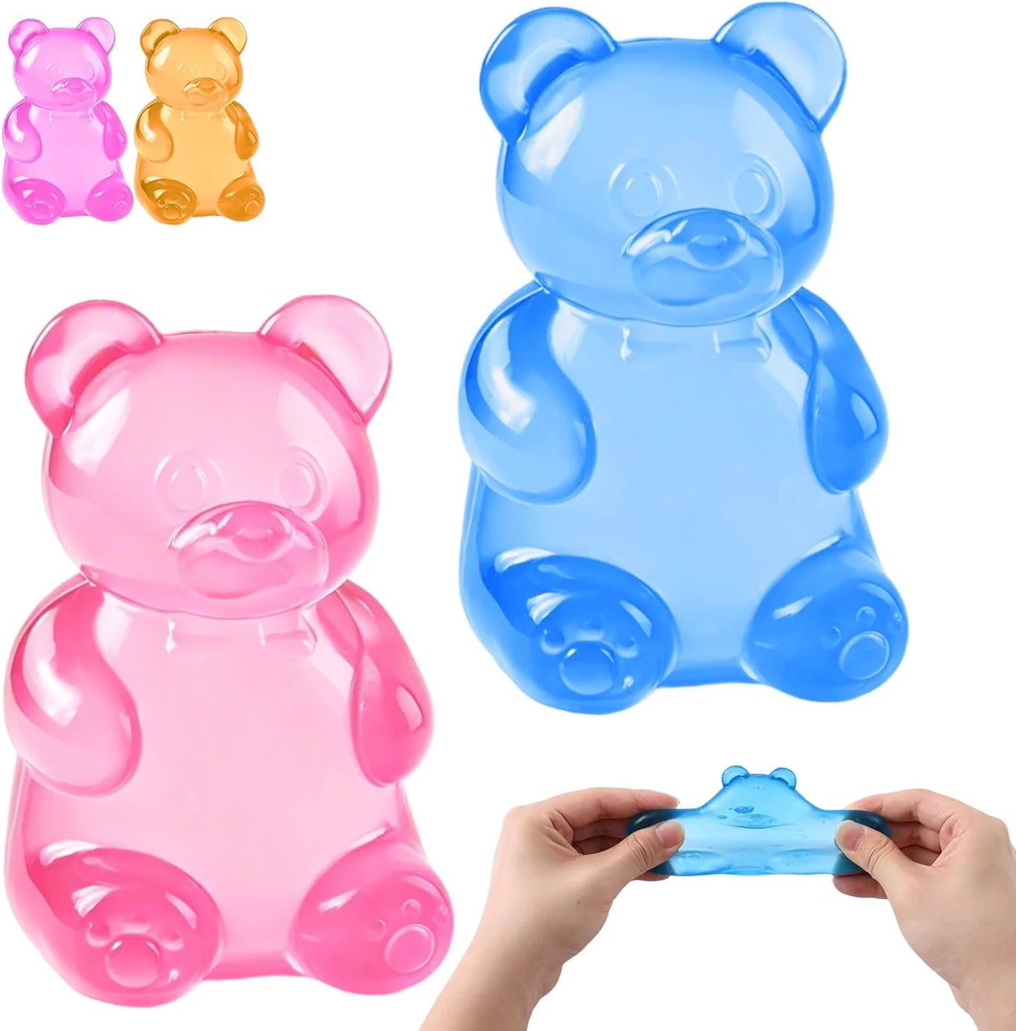 Stress Bear Squishy Balls, Bear Squishy Stress Relief Squeeze Balls, Gummy Bear Squishy for Valentines Day Gifts Birthday Gifts Party Favors (Blue + Pink) - US 8292
