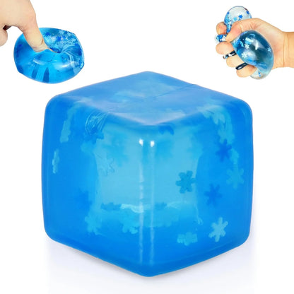 Maltose Squishy Stress Relief Toy, Snowflake Squeeze Ice Cube Fidget, Slow Rising Sensory Stress Ball for Relaxing, Durable TPR Calm Down Toy for Boys Girls Age 3+ (1Pcs, Blue, 1.97inch) - US 8437