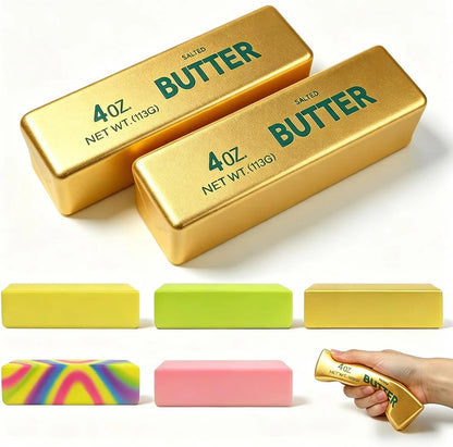 2 Pack Butter Squishy Toys Slow Rising Soft Squeeze Toy Stress Relief Fidget Toys for Kids Party Favors Birthday Gifts Adults Office Desk Toys (Gold) - US 1051