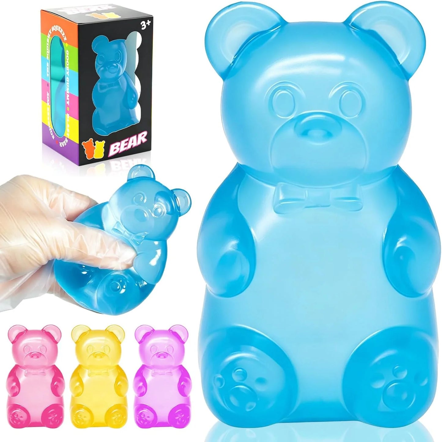 Bear Squishy Toy, Slow Rising Stress Relief Sugar Squeeze Toys for Kids & Adults, High Density Sensory Stress Balls, Stocking Stuffers, Birthday Party Favors, Anxiety Relief Toys for Boys Girls (Blue) - US 3338