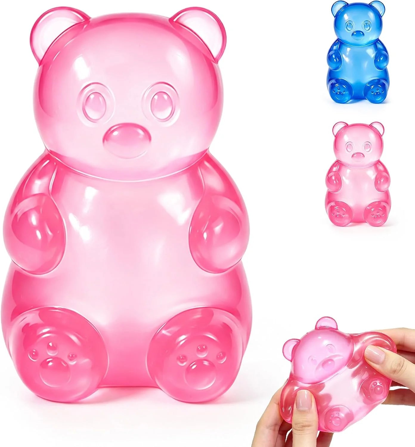 Gummy Bear Squishy，Stress Bear Taba Squishy Toys，Bear Toy Taba Squishy Toys for Adults Stress Relief Squeeze Balls，Sensory Fidget Toys，Valentines Day Gifts Birthday Gifts Party (Pink) - US 1382