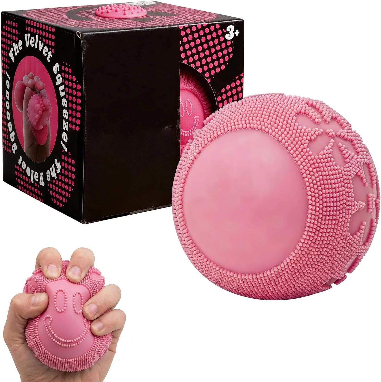 Fuzz Ball Squishy Stress Ball Toy，Fuzzball Squishy，Soft Fidget Toy for Anxiety Relief, Sensory Squishy Ball Calming Tactile Grip for Soft Stress Relief Ball for Kids and Adults (Pink) - US 9635