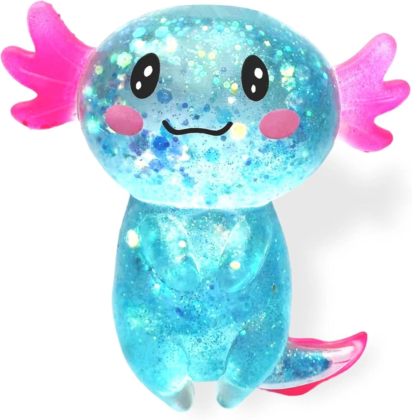 Axolotl Squishy Stress Relief Toy Glitter Fidget Toys Cute Malt Sugar Axolotl Toy Fidget Toys for Kids Youth Adult, Party Favors Anxiety Relief Squishy Toys(Blue) - US 9286