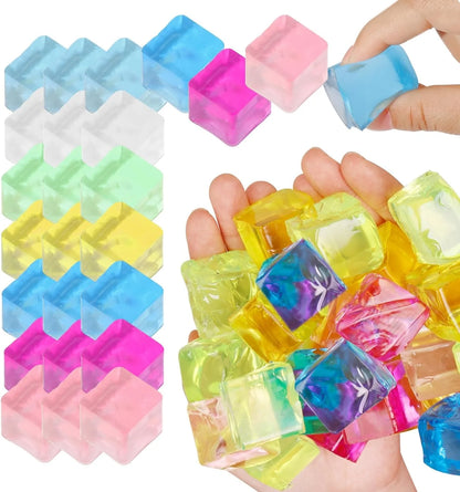 Ice Cube Sensory Toys 24 Pcs Squishy Fidget Stress Cube for Adults Kids Anxiety Stress Relief Hand Therapy Sensory Squishy Ball Classroom Prize Box Toys - US 5063
