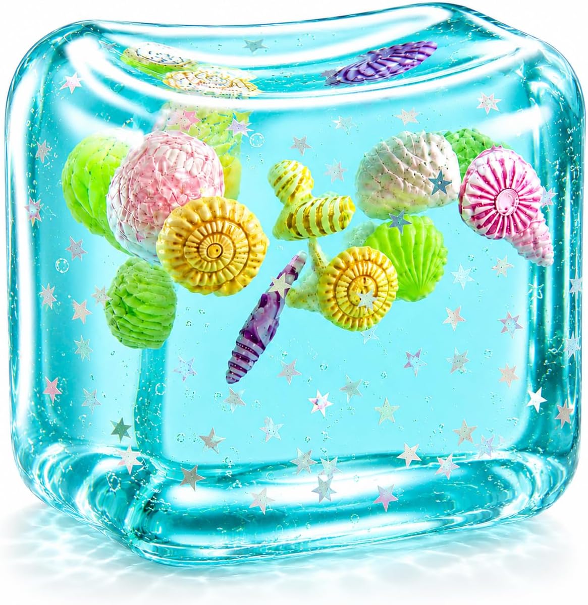 Large Squishy Ice Cube Stress Ball - Slow Rising Maltose Texture Jelly Fidget Toys with Star Glitter - Sensory Squeeze Toy for Anxiety Relief - Desk Gifts for Kids & Adults - US 8575