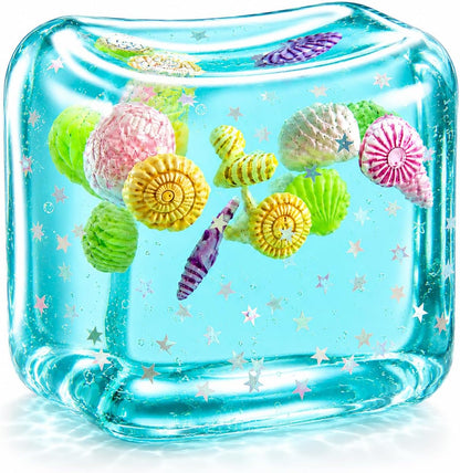 Large Squishy Ice Cube Stress Ball - Slow Rising Maltose Texture Jelly Fidget Toys with Star Glitter - Sensory Squeeze Toy for Anxiety Relief - Desk Gifts for Kids & Adults - US 8575