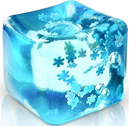 Stress Balls Ice Cube with Snowflakes Inside for Your Best Mellow and Chill, Snow Pieces Silent Nice Square Shape Anxiety Sensory Squishy Fidget Toy Slow Rise, Classroom Prizes, Calming Kids Adults - US 4723
