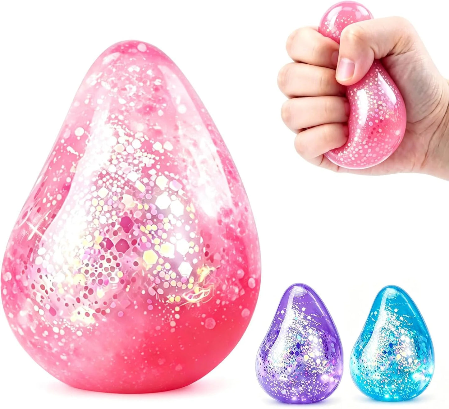 Dream Squishy Drop Fidget Toys Adults, Water Drop Squeeze Toy for Stress Relief, Slow Rising Squishies Sensory Toys with Autism, Malt Sugar Balls Gel Filled Party Favors - Pink - US 4884