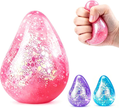 Dream Squishy Drop Fidget Toys Adults, Water Drop Squeeze Toy for Stress Relief, Slow Rising Squishies Sensory Toys with Autism, Malt Sugar Balls Gel Filled Party Favors - Pink - US 4884