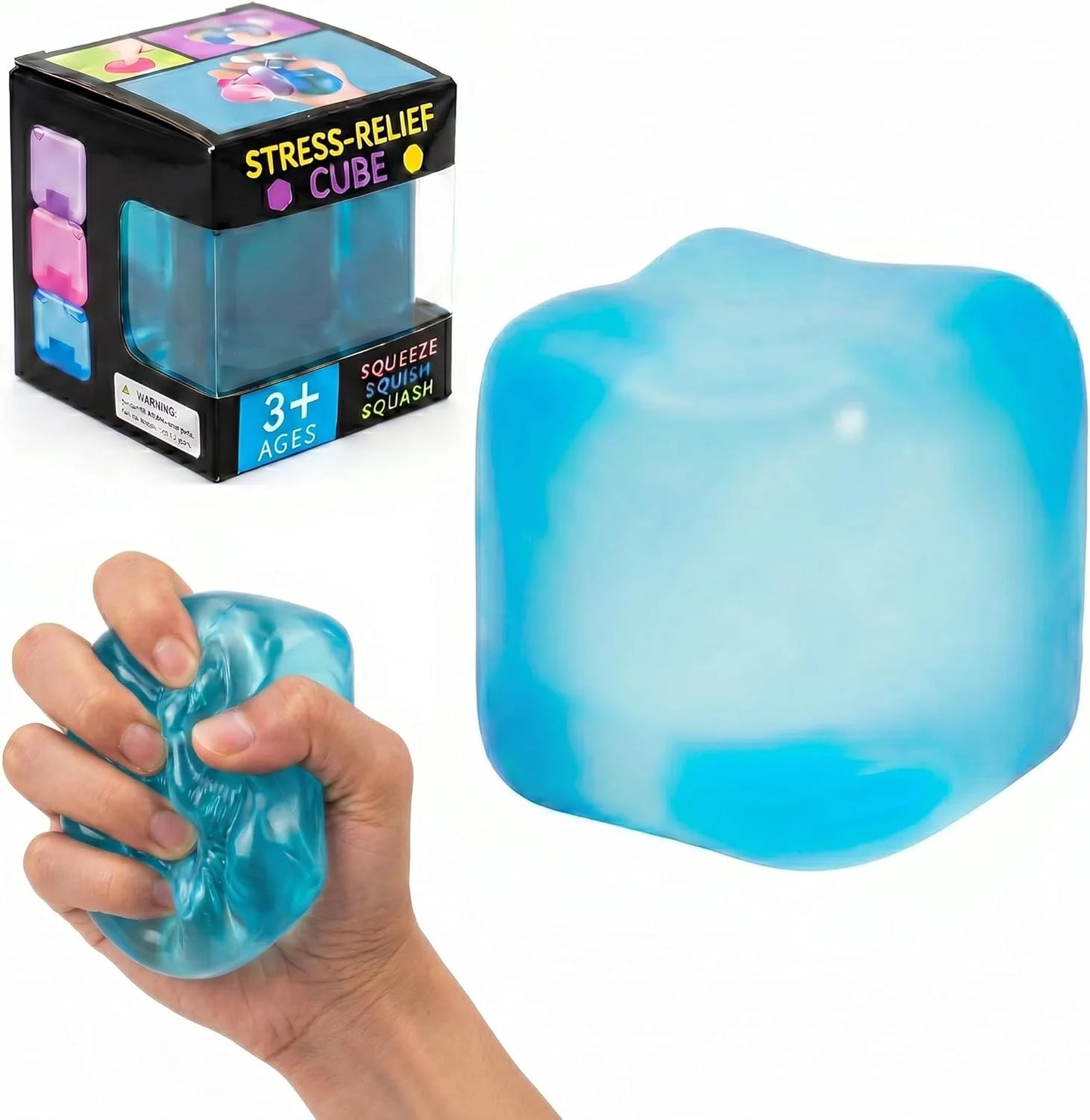 Nice Stress Cube, Squishy Fidget Toy Cubes, Slow Rising Squeeze Cube Balls, Non-Sticky Desk Toy for Relaxation & Focus for Adults, Blue - US 9580