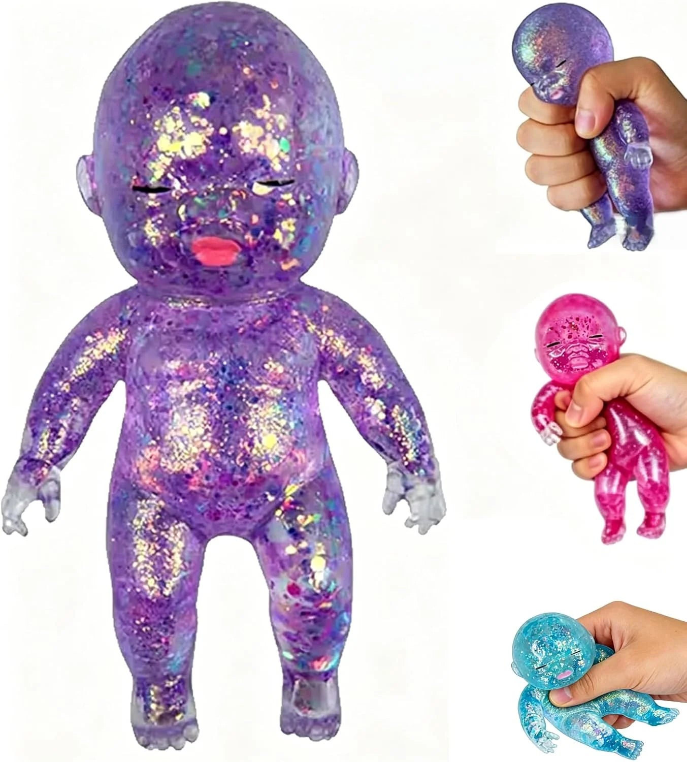 Baby Squishy Toys,Squishy Babies Glittery,Sugar Baby Squishy,Sugar Swaps Squishies Babies Sensory Fidget for Stress Relief,& Teens Adults, Party Favors Gifts - US 1349