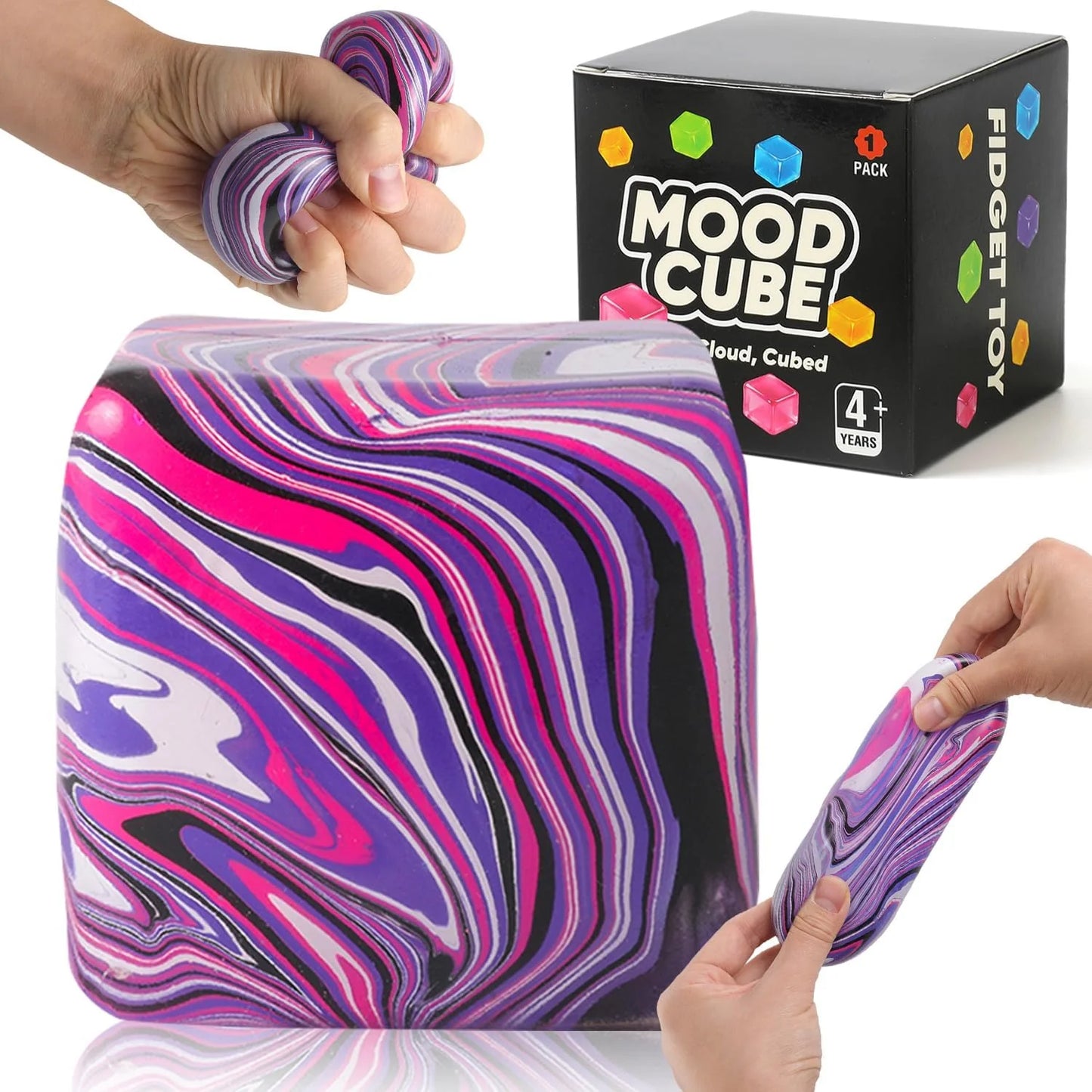 Stress Balls, Squishy Stress Cube for Kids Adults, Squishy Slow Rising Fidget Cube Sensory Toys for Anxiety Stress Relief, High Density Ice Squeeze Ball Cubes for Adults Kids. (Purple) - US 4966
