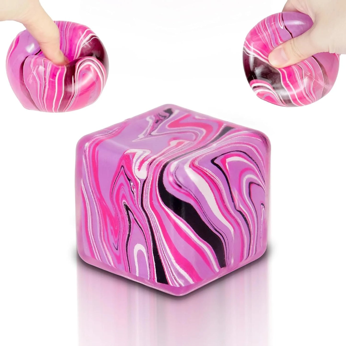 Ice Cube Squishy Fidget Toy Purple Stress Ball Squeeze Toys Stress 5cm(1.97") Veined Ice Cube Squishy Fidget Sensory Toys Kids Youth Adult Puffwize (Pink) - US 7368