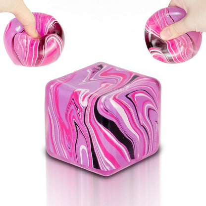Ice Cube Squishy Fidget Toy Purple Stress Ball Squeeze Toys Stress 5cm(1.97") Veined Ice Cube Squishy Fidget Sensory Toys Kids Youth Adult Puffwize (Pink) - US 7368