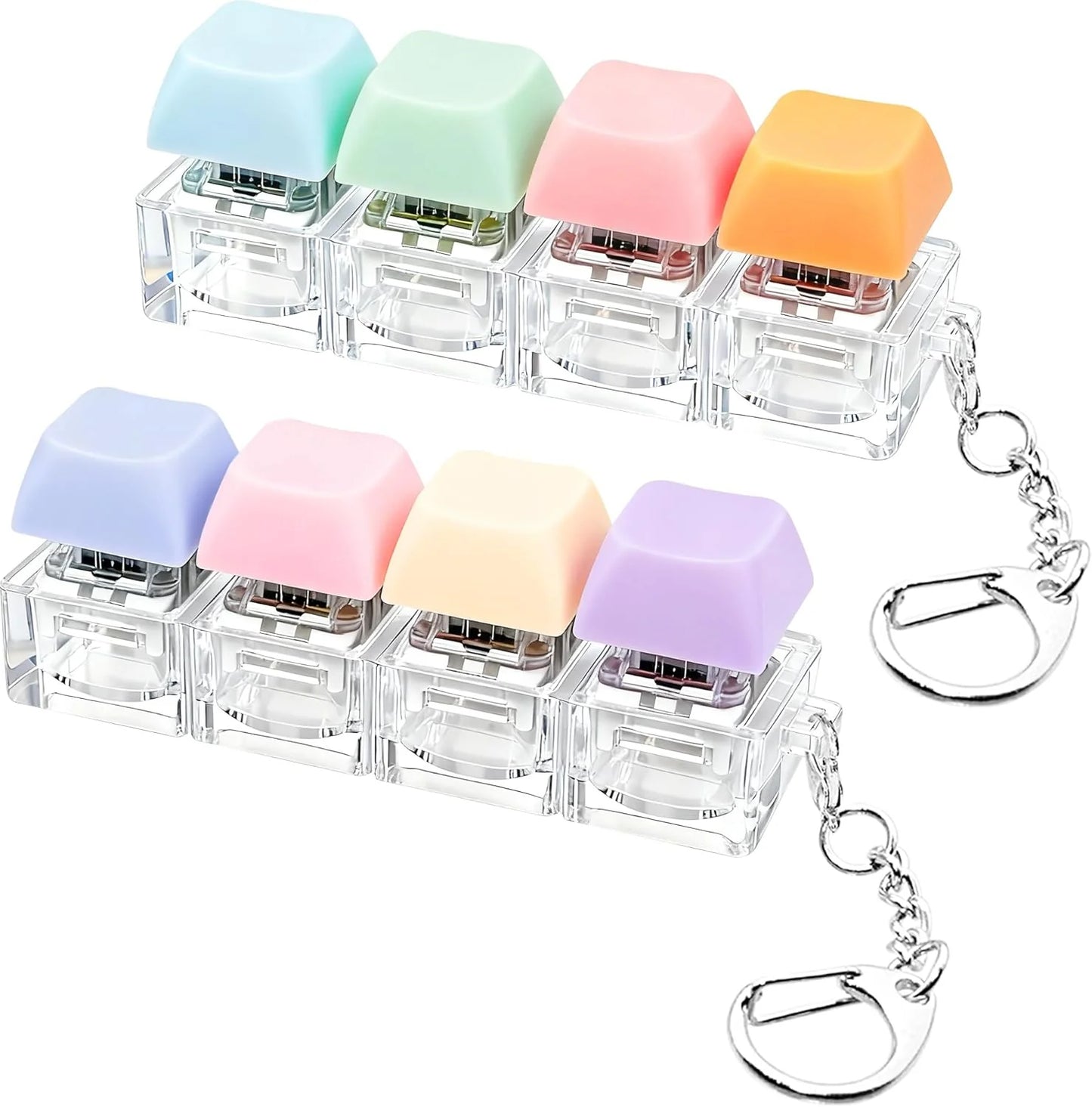 2 PCS Keyboard Fidget Toy, Keyboard Fidget Keychain 4-in-1 Keyboard Decompression Button Finger Clicker Toys, Button Stress Relief Fidget Gifts to Relief Stress (Purple Blue Pink Orange) - US 4084