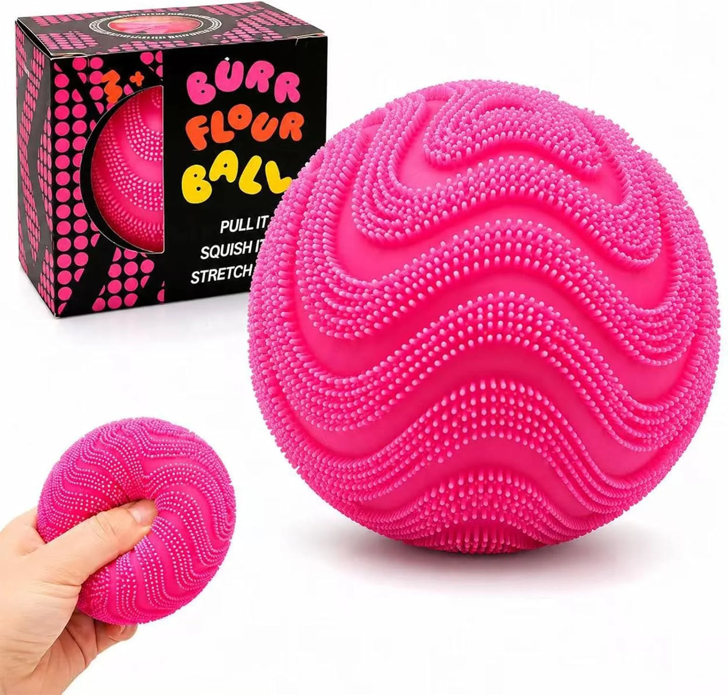 Fuzz Ball Squishy Stress Ball,Soft Fidget Squishy Fuzz Squeeze Ball for Adults,Anxiety Stress Relief Toys,Party Favors Gift for Adults (Pink Ball) - US 2522