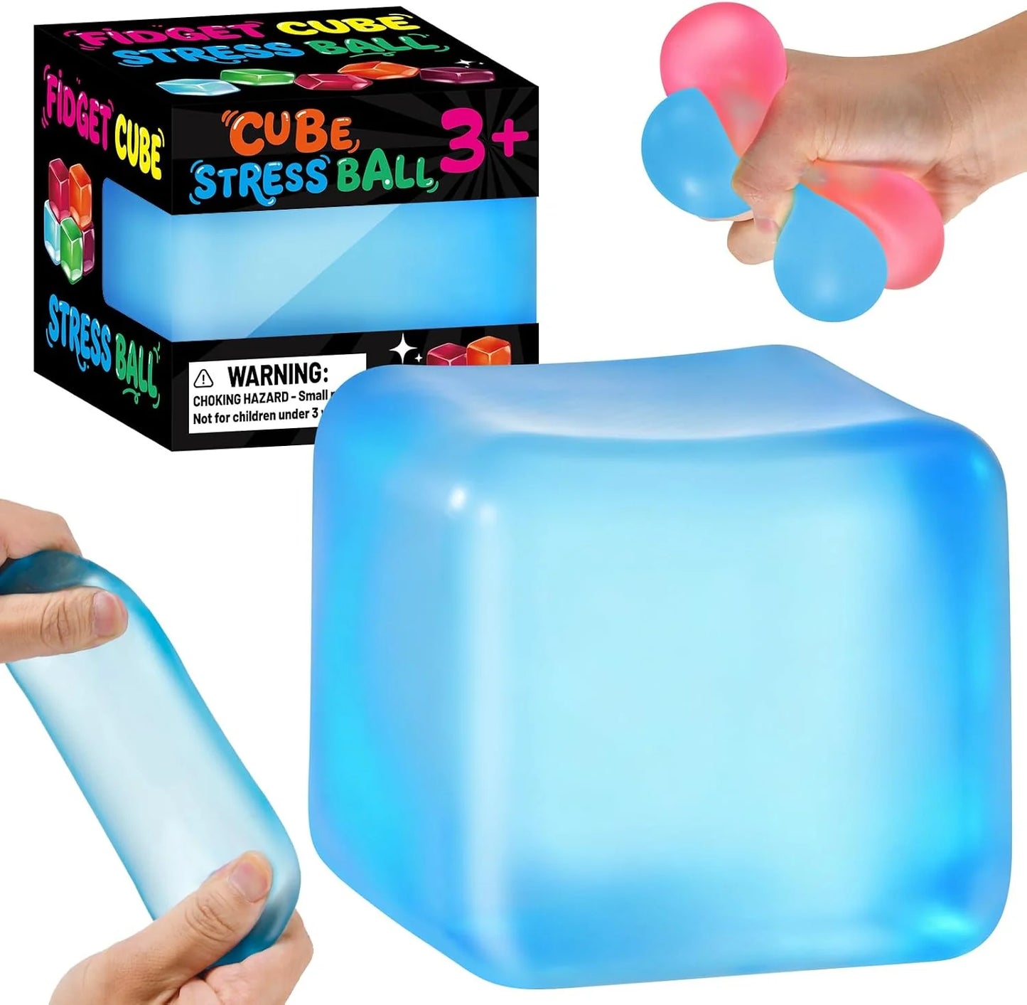 Stress Cube Squishy Fidget Toys, Slow Rising Ice Cube Sensory Stress Balls for Kids Adults Anxiety Relief Squeeze Toy for Classroom Prizes Party Favors (Blue) - US 8691