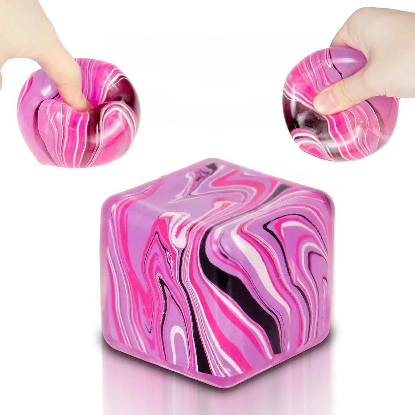 Squishy Fidget Toys Stress Cube, 1.97"*1.97" Stress Balls for Kids Adults Stress Relief, Ice Squishy Cube Sugar Balls, Sensory Toys for Kids with Autism an danxiety Disorder(Pink) - US 8612