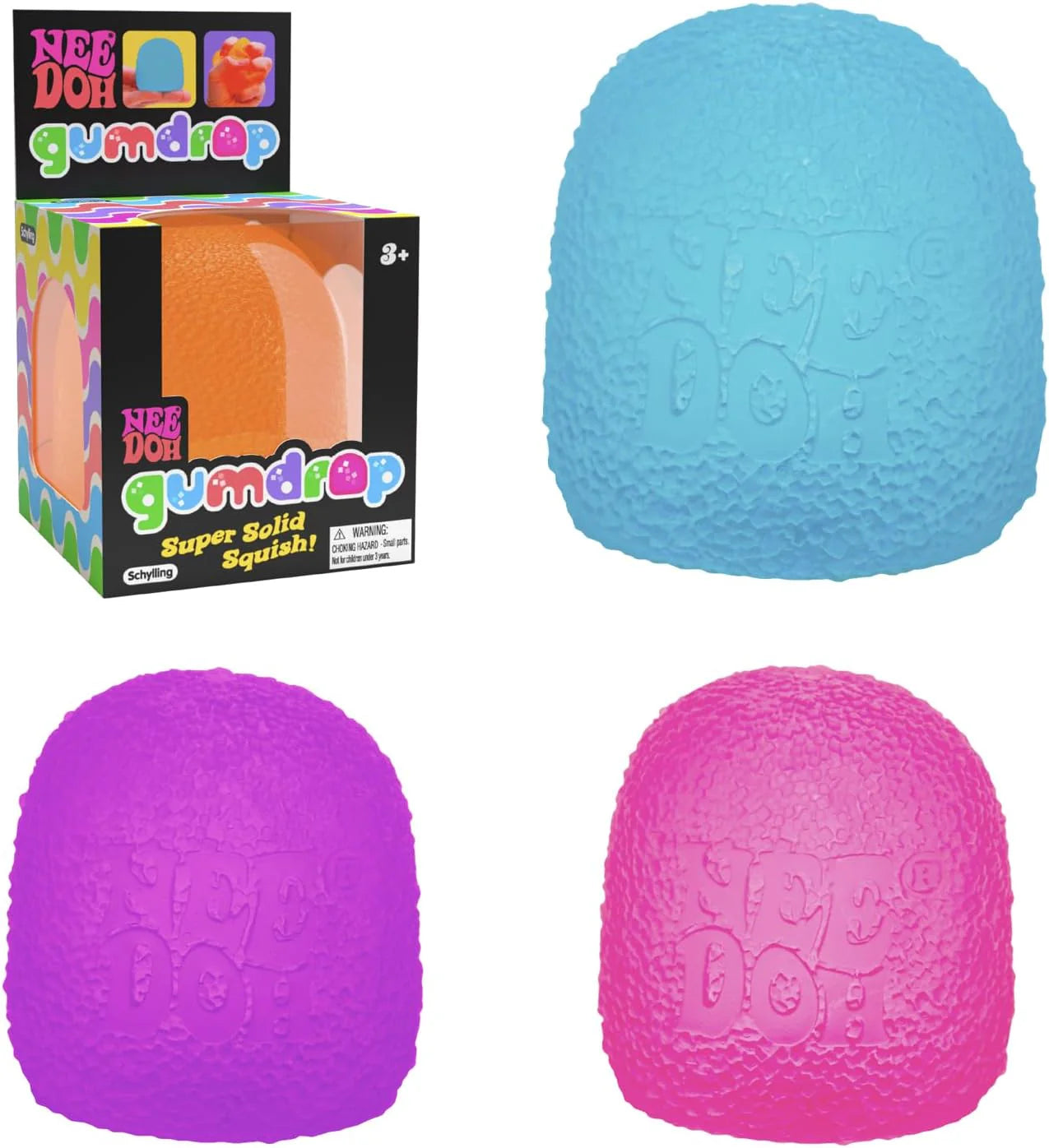 Schylling NeeDoh Gumdrop - Textured Sensory Toy with Super Solid Squish - 2.5" Tall - Colors May Vary (Pack of 1) - US 1164
