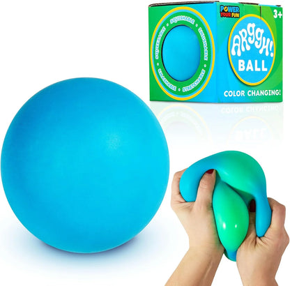 Power Your Fun Arggh Large Stress Ball for Adults and Kids - 3.75 Inch Tension Relief Ball Fidget Toy, Color-Changing Stress Relief Hand Squeeze Sensory Balls Big Squishy Toys for Kids (Blue/Green) - US 5187