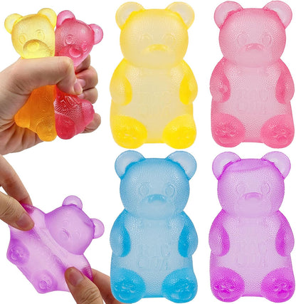 4 Pack Bear & Sugar Ball Designs, Anxiety Relief & Focus Toy, Maltose Filled Squeeze Toys for Sensory Play，Sensory Fidget Toys for Adults, Kids, Slow Rising Squishy Stress Ball - US 9444